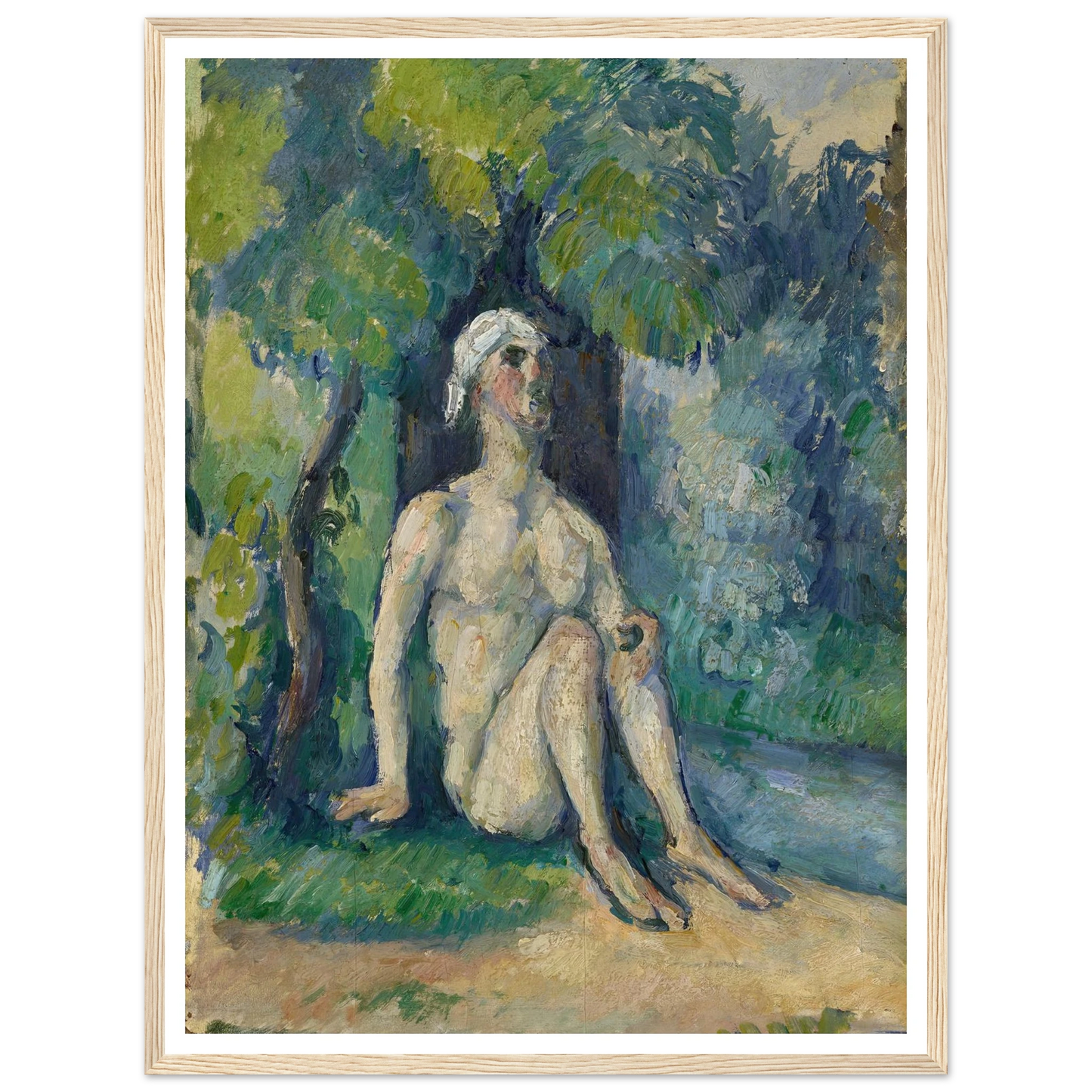 Bathers Sitting On The Water (1876) Art Print | Paul Cezanne - Framed Poster - 30x40 cm / 12x16″ - Black frame
