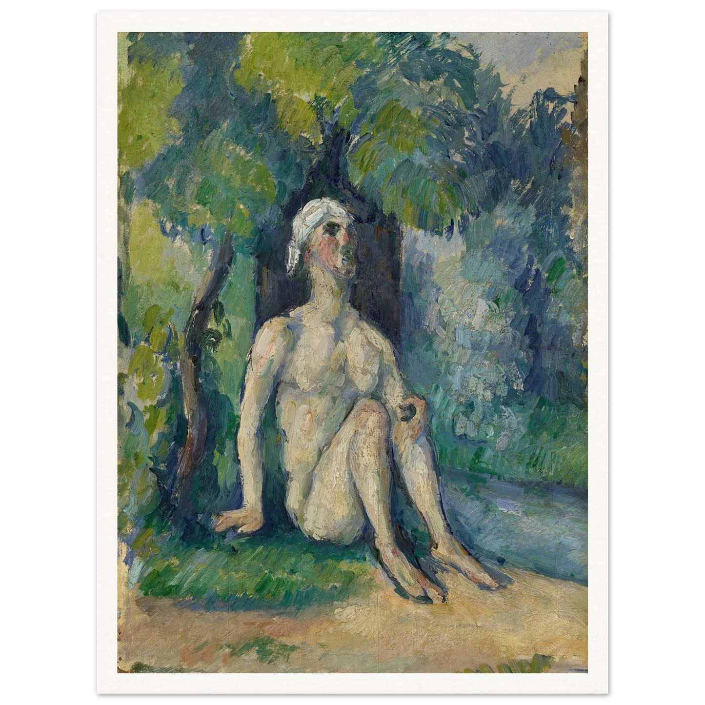 Bathers Sitting On The Water (1876) Art Print | Paul Cezanne - Framed Poster - 30x40 cm / 12x16″ - Black frame