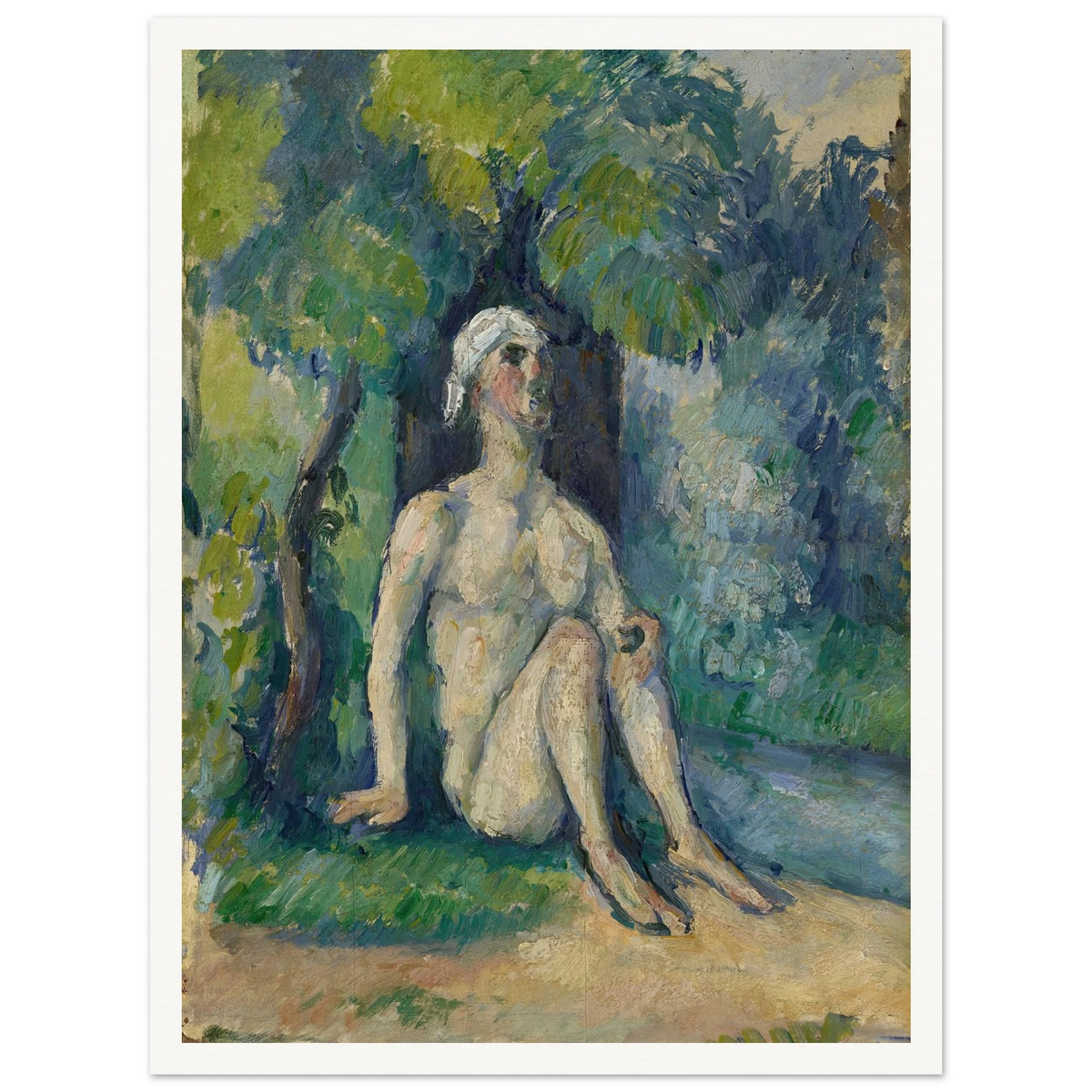 Bathers Sitting On The Water (1876) Art Print | Paul Cezanne - Framed Poster - 30x40 cm / 12x16″ - Black frame