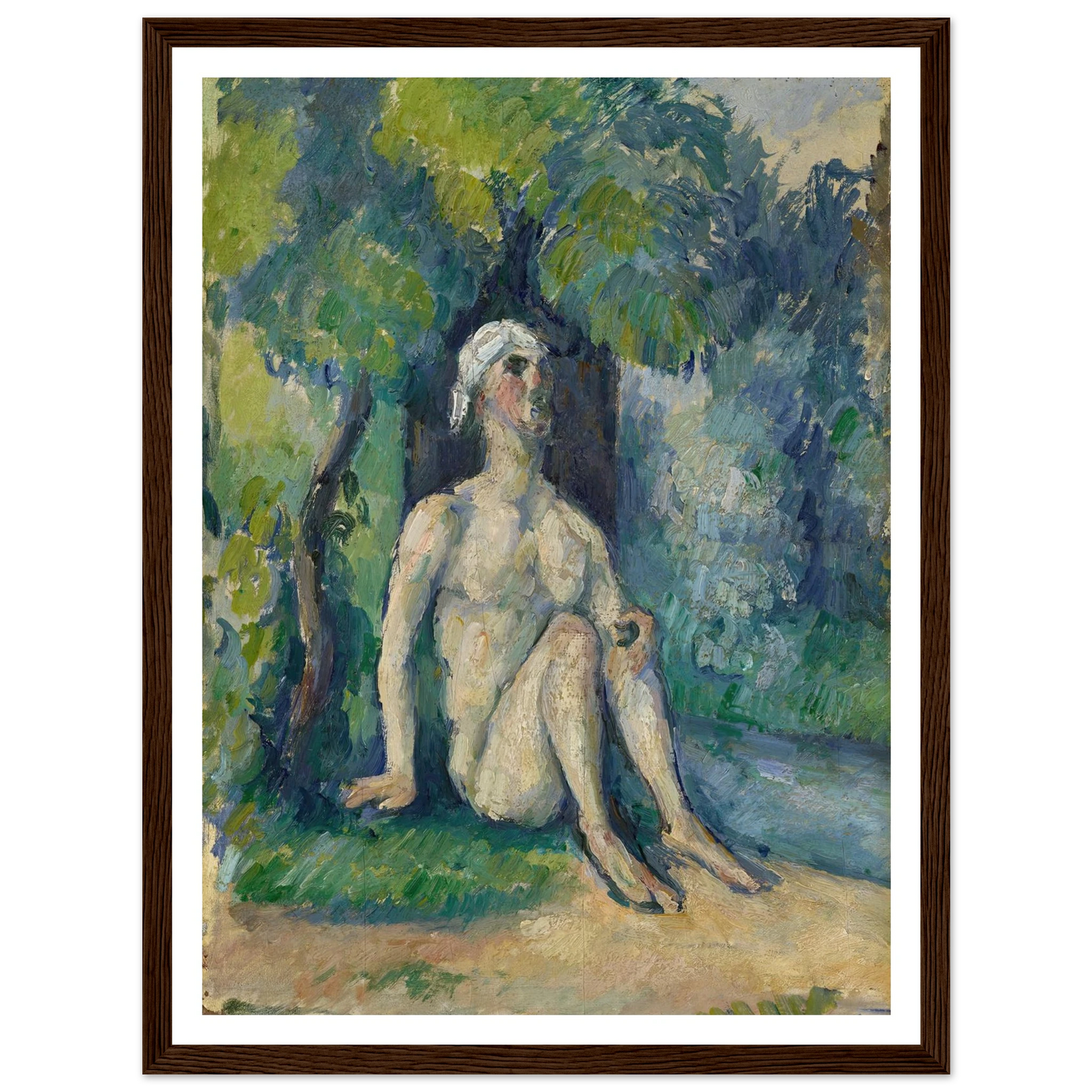Bathers Sitting On The Water (1876) Art Print | Paul Cezanne - Framed Poster - 30x40 cm / 12x16″ - Black frame