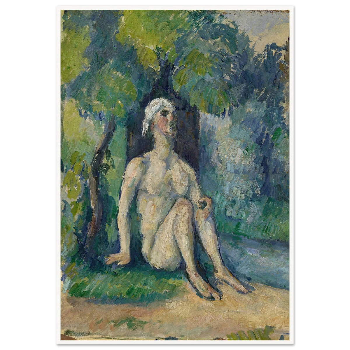 Bathers Sitting On The Water (1876) Art Print | Paul Cezanne - Framed Poster - 30x40 cm / 12x16″ - Black frame