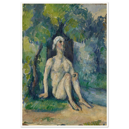 Bathers Sitting On The Water (1876) Art Print | Paul Cezanne - Framed Poster - 30x40 cm / 12x16″ - Black frame