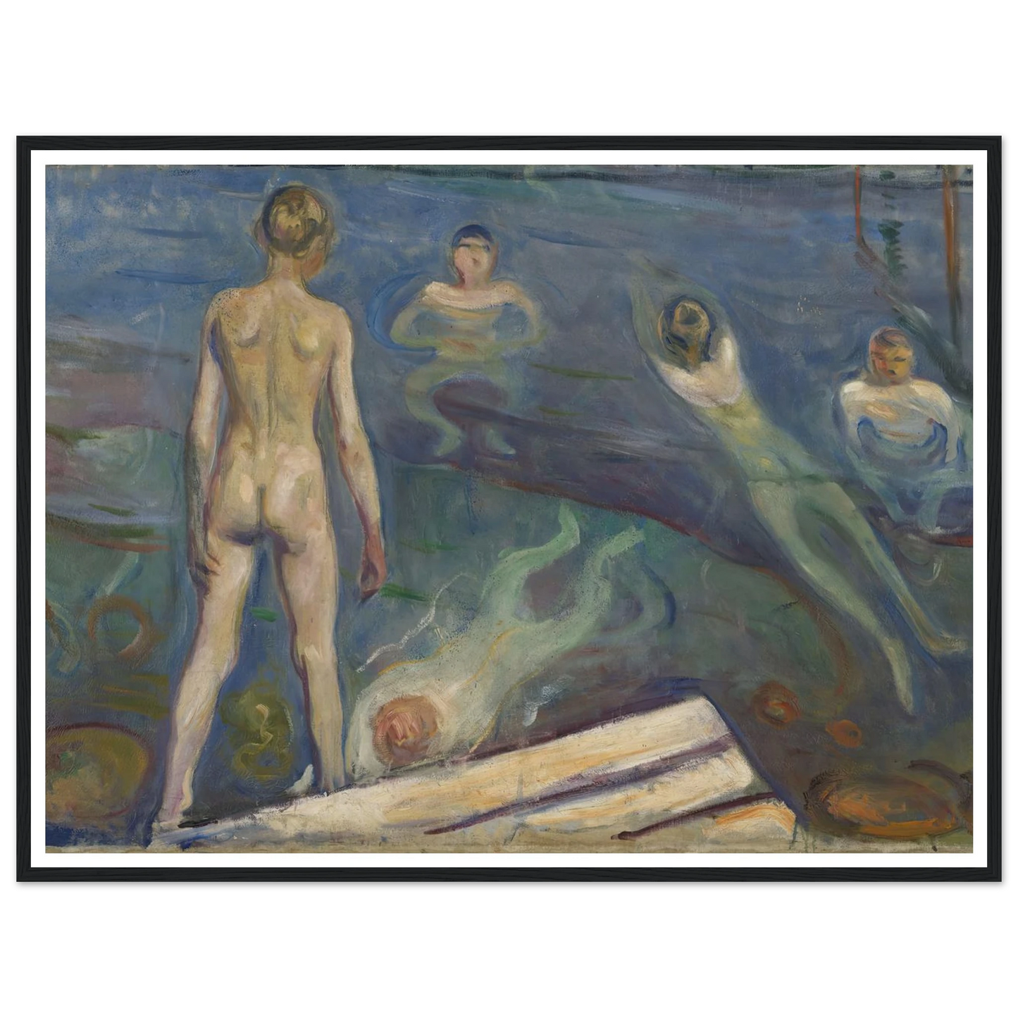 Bathing Boys Art Print | Edvard Munch - Framed Poster - 30x40 cm / 12x16″ - Black frame