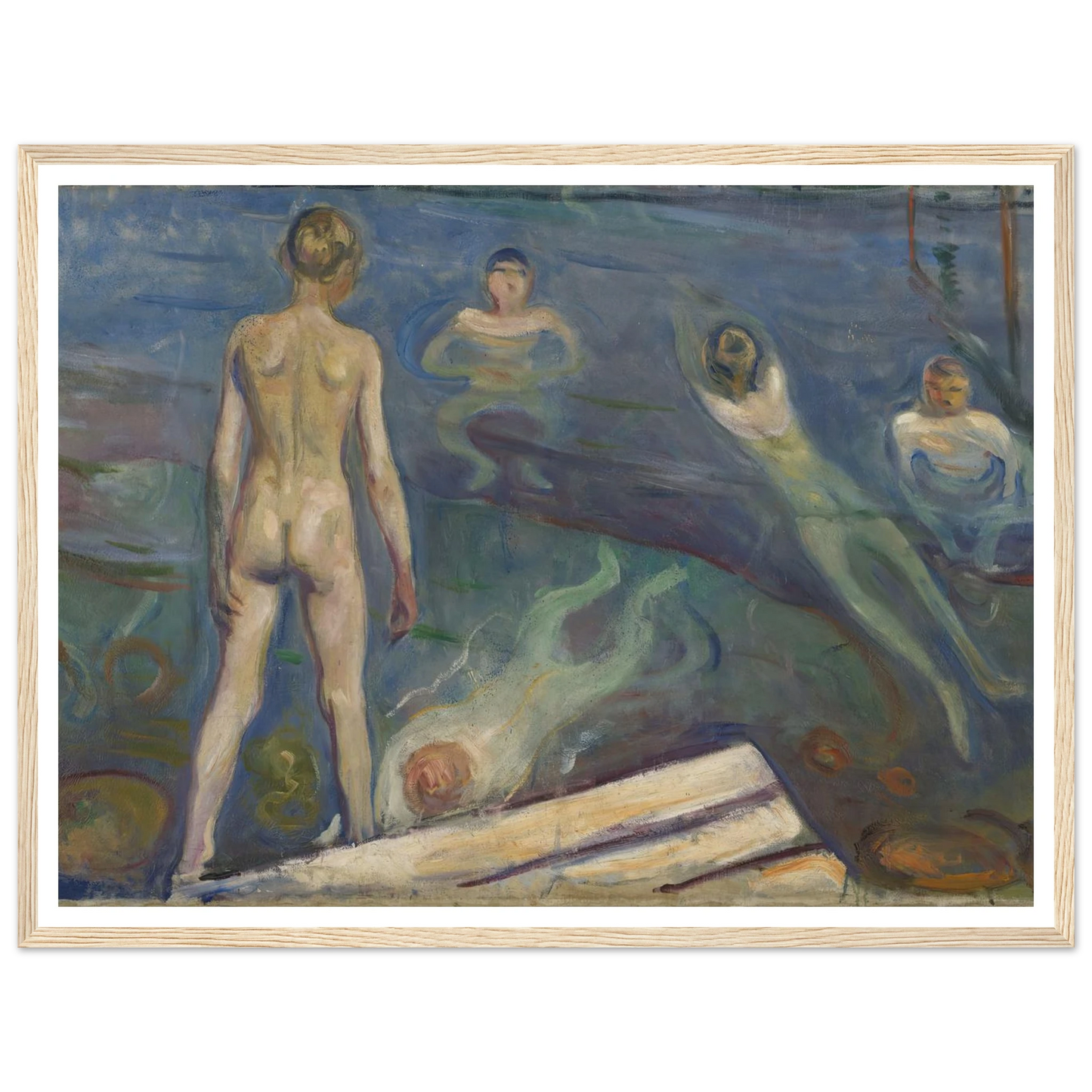 Bathing Boys Art Print | Edvard Munch - Framed Poster - 30x40 cm / 12x16″ - Black frame