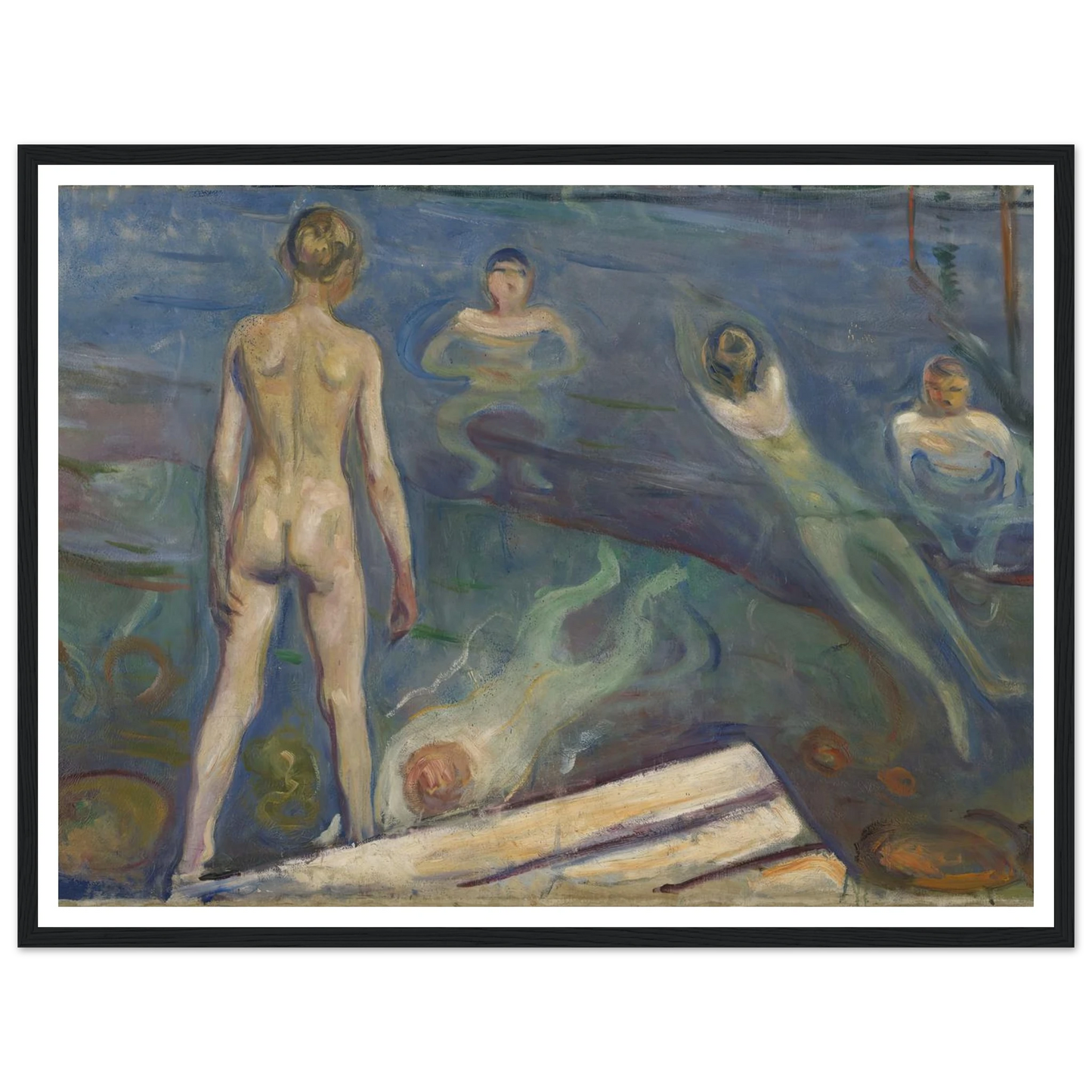 Bathing Boys Art Print | Edvard Munch - Framed Poster - 30x40 cm / 12x16″ - Black frame