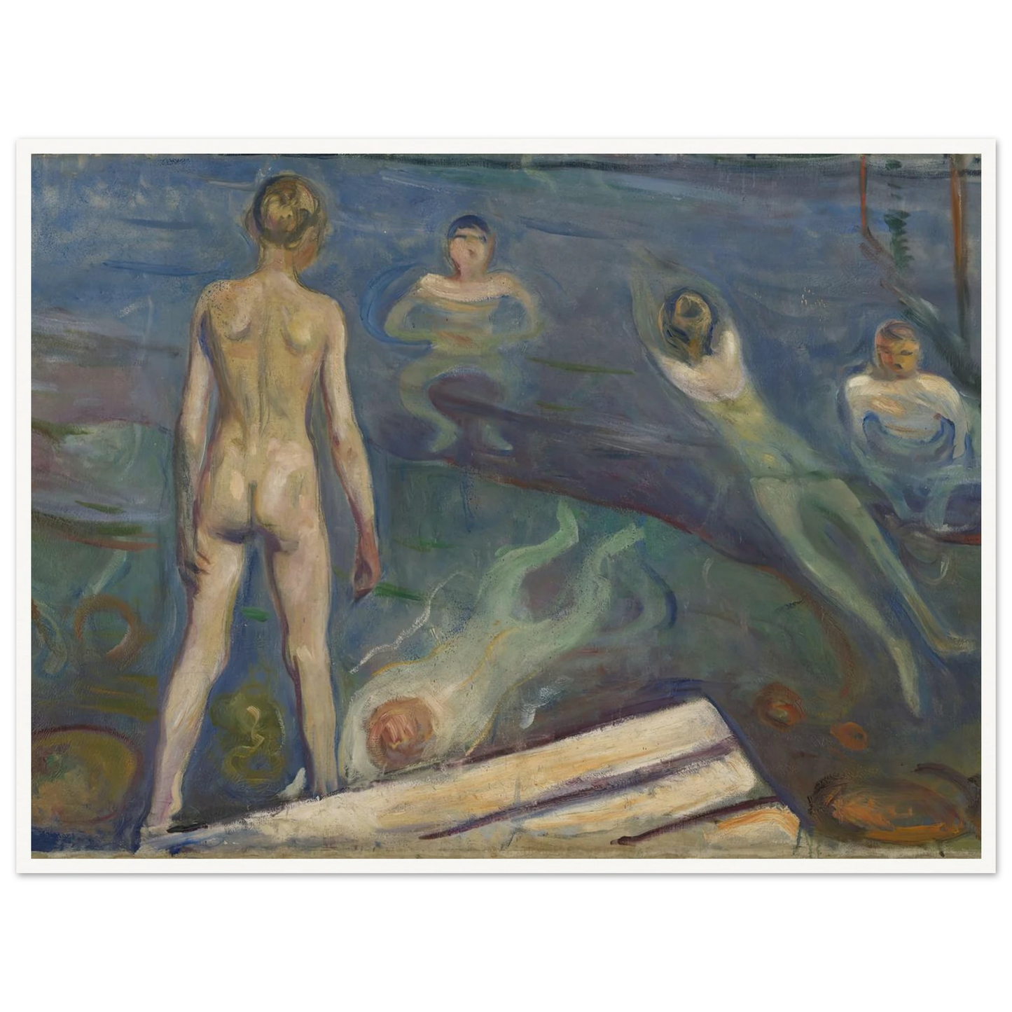 Bathing Boys Art Print | Edvard Munch - Framed Poster - 30x40 cm / 12x16″ - Black frame