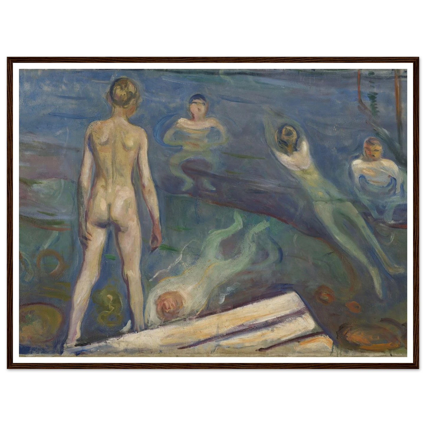 Bathing Boys Art Print | Edvard Munch - Framed Poster - 30x40 cm / 12x16″ - Black frame