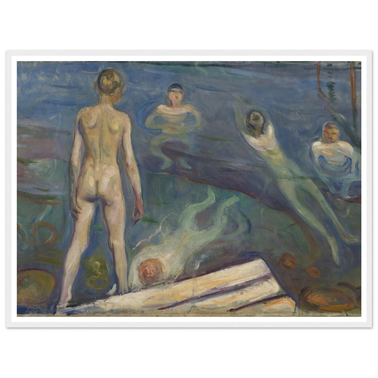Bathing Boys Art Print | Edvard Munch - Framed Poster - 30x40 cm / 12x16″ - Black frame