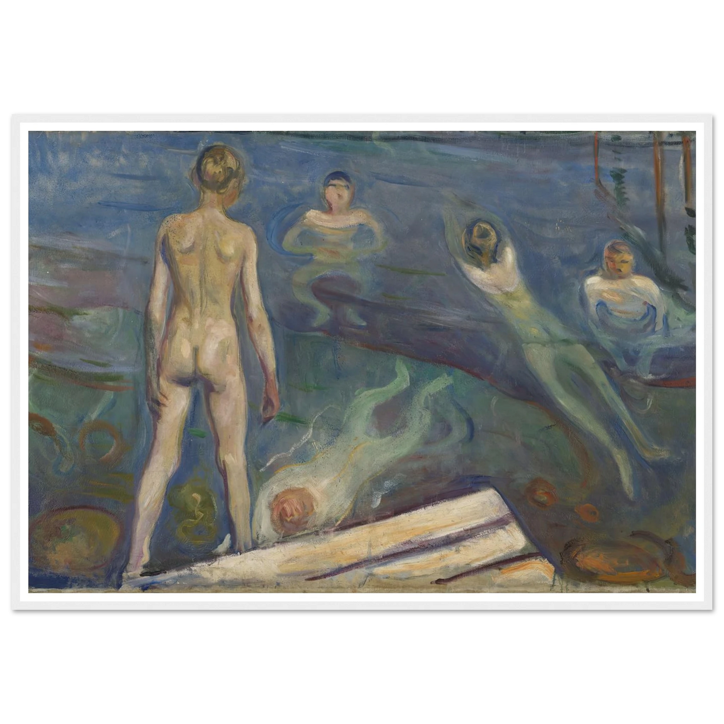 Bathing Boys Art Print | Edvard Munch - Framed Poster - 30x40 cm / 12x16″ - Black frame