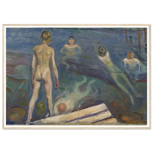 Bathing Boys Art Print | Edvard Munch - Framed Poster - 30x40 cm / 12x16″ - Black frame