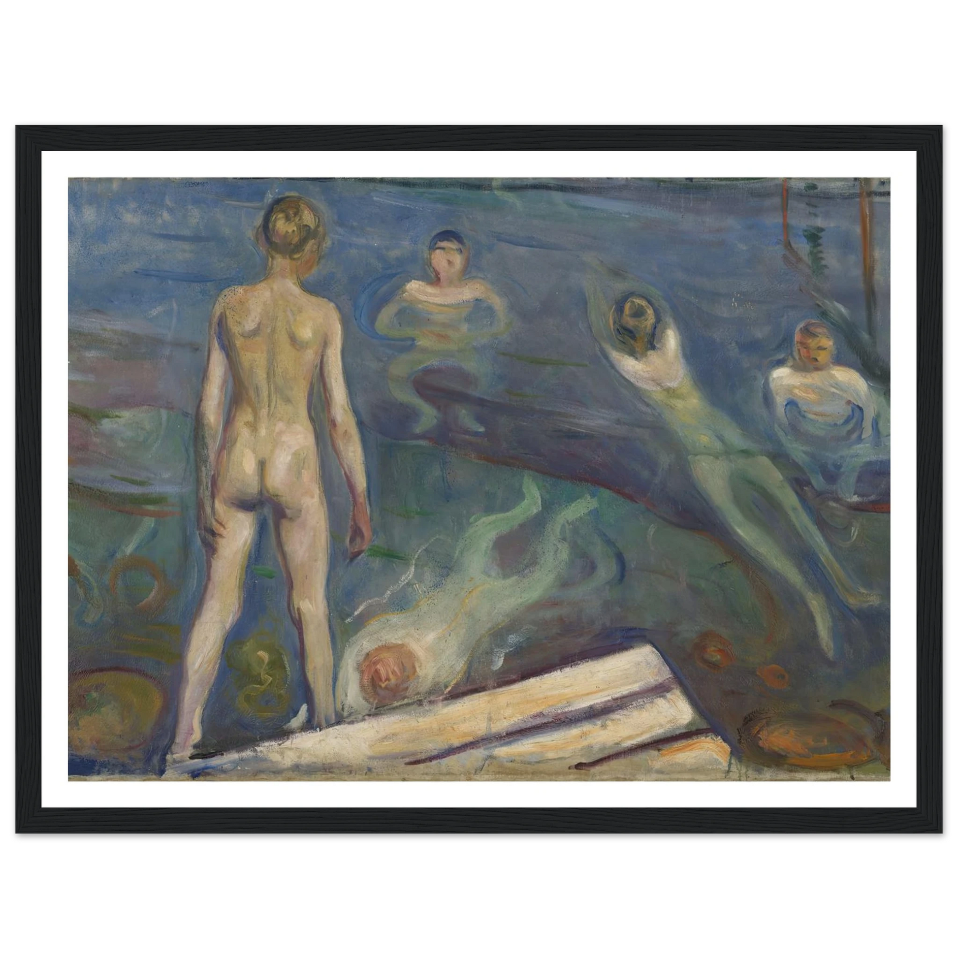 Bathing Boys Art Print | Edvard Munch - Framed Poster - 30x40 cm / 12x16″ - Black frame