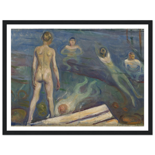 Bathing Boys Art Print | Edvard Munch - Framed Poster - 30x40 cm / 12x16″ - Black frame