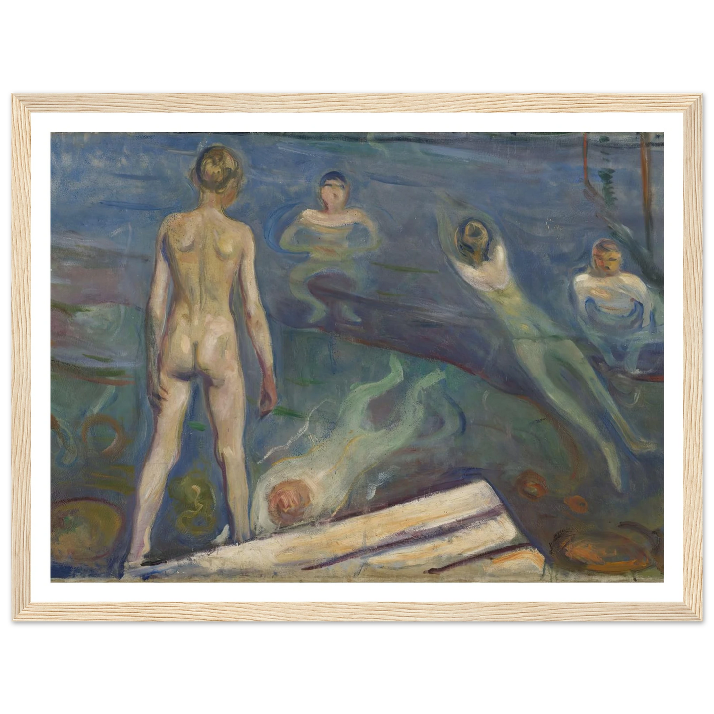 Bathing Boys Art Print | Edvard Munch - Framed Poster - 30x40 cm / 12x16″ - Black frame