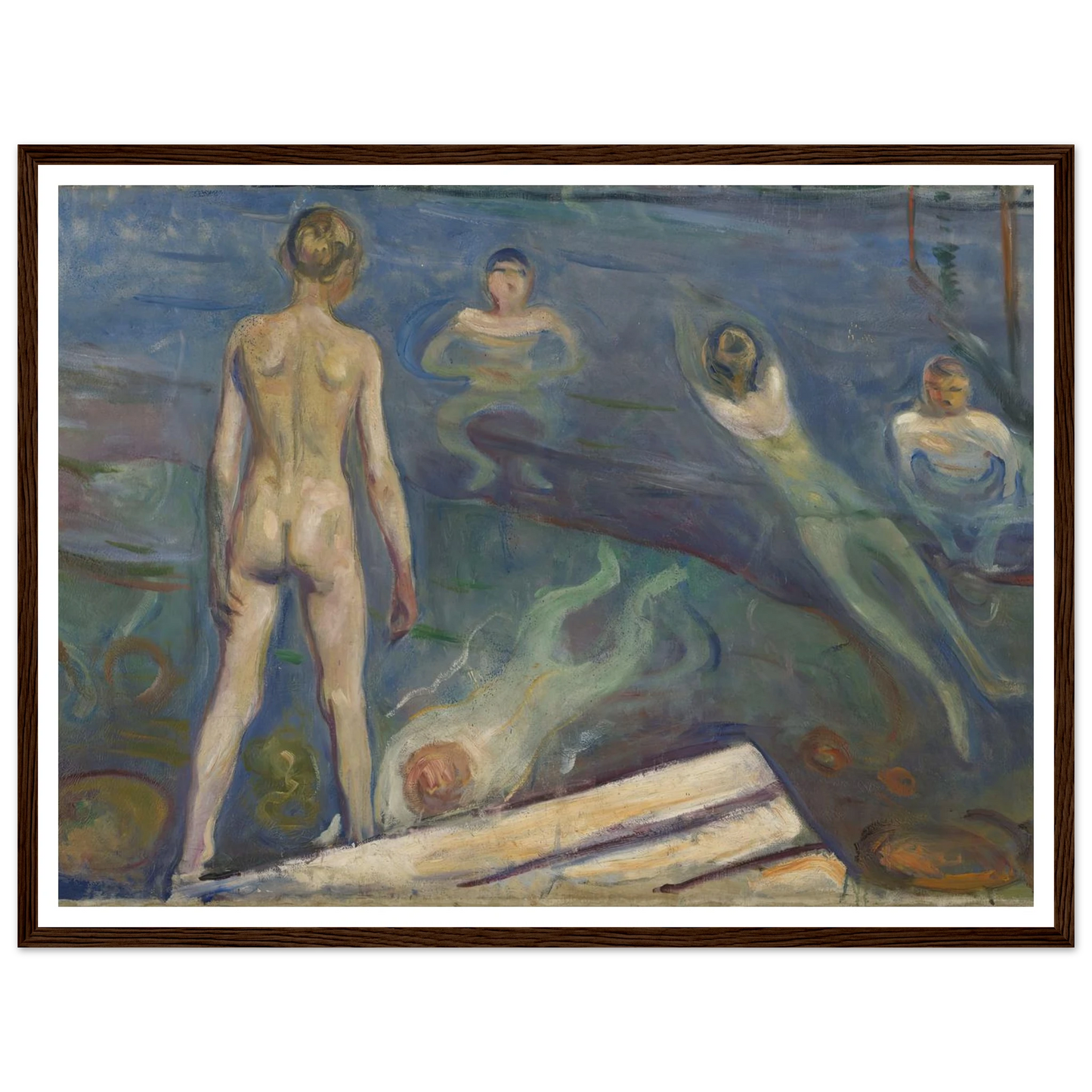 Bathing Boys Art Print | Edvard Munch - Framed Poster - 30x40 cm / 12x16″ - Black frame