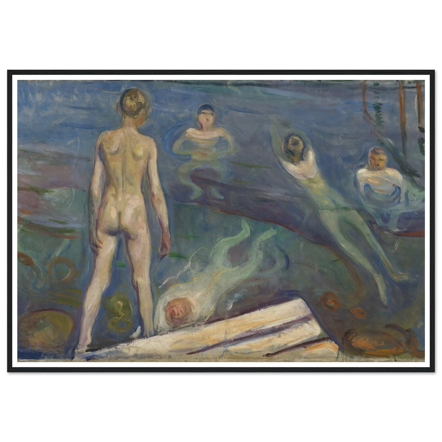 Bathing Boys Art Print | Edvard Munch - Framed Poster - 30x40 cm / 12x16″ - Black frame