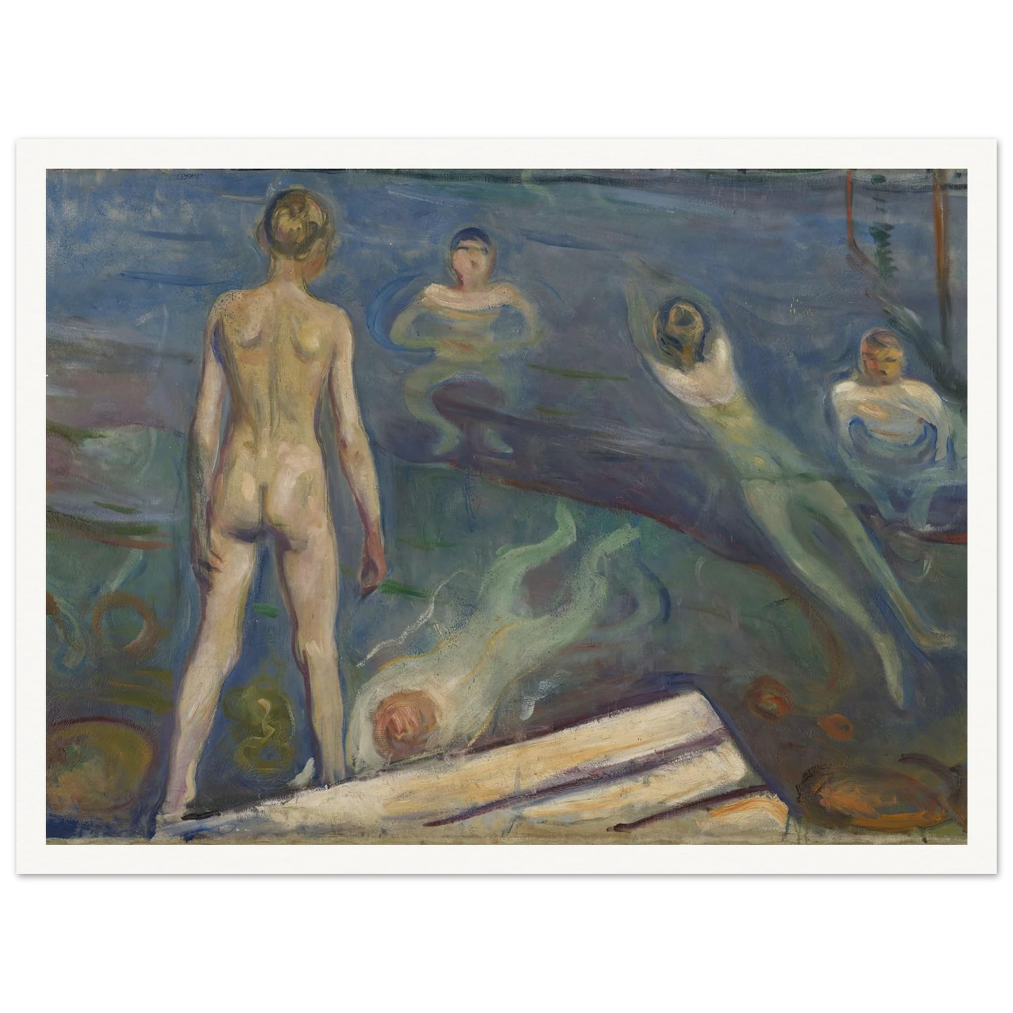 Bathing Boys Art Print | Edvard Munch - Framed Poster - 30x40 cm / 12x16″ - Black frame