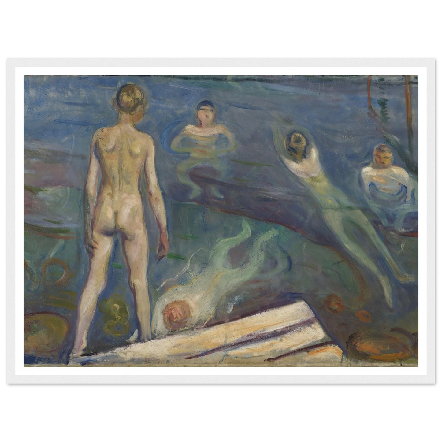 Bathing Boys Art Print | Edvard Munch - Framed Poster - 30x40 cm / 12x16″ - Black frame