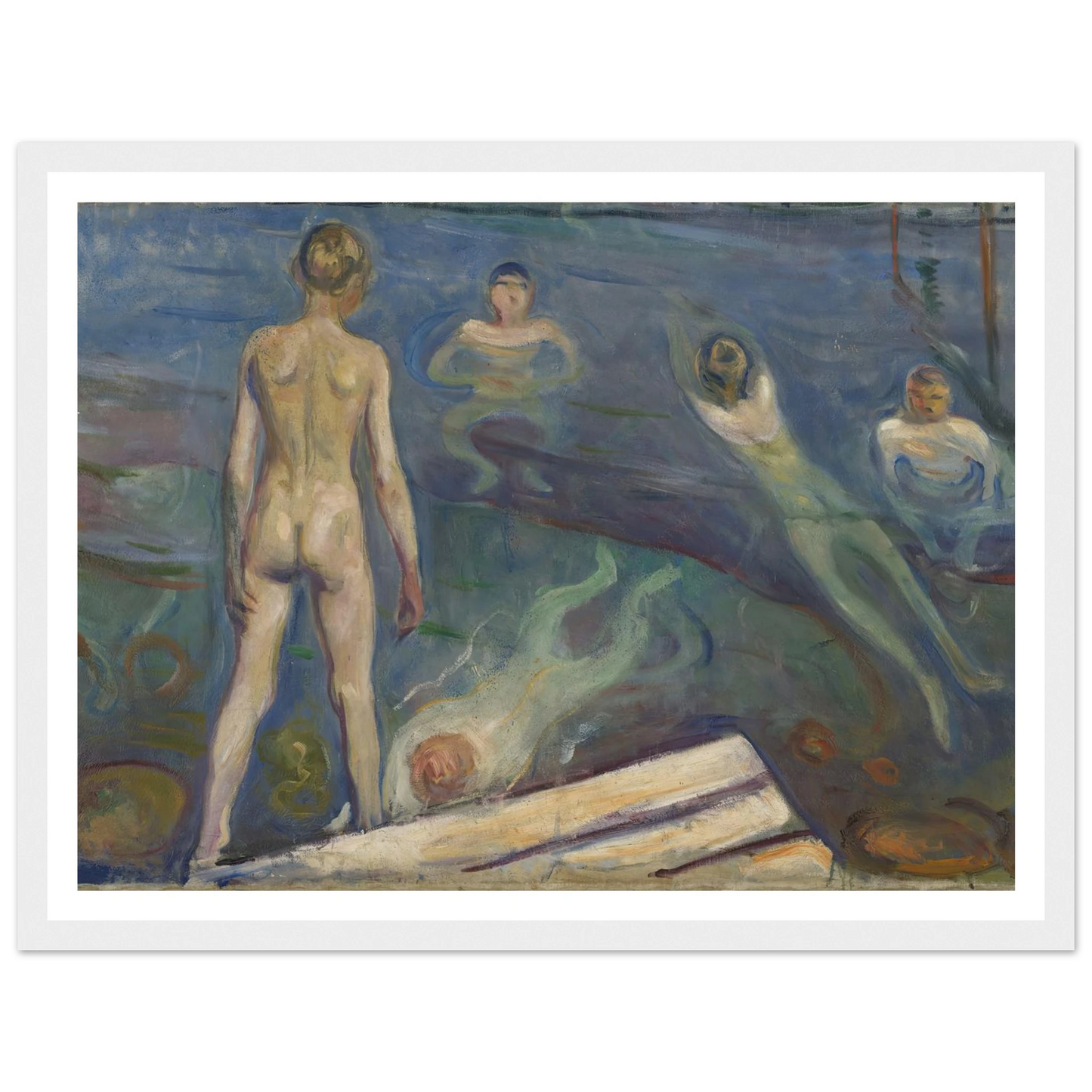 Bathing Boys Art Print | Edvard Munch - Framed Poster - 30x40 cm / 12x16″ - Black frame