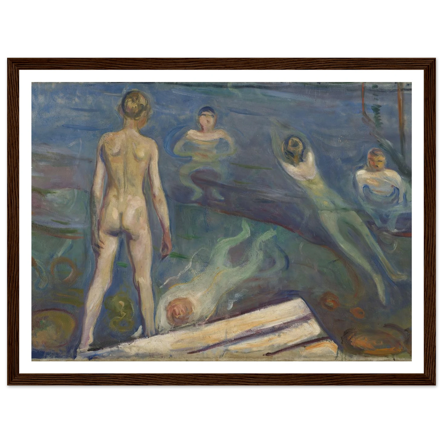 Bathing Boys Art Print | Edvard Munch - Framed Poster - 30x40 cm / 12x16″ - Black frame