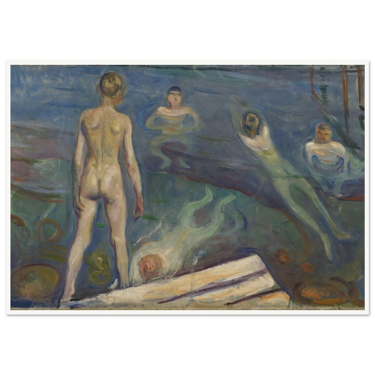 Bathing Boys Art Print | Edvard Munch - Framed Poster - 30x40 cm / 12x16″ - Black frame
