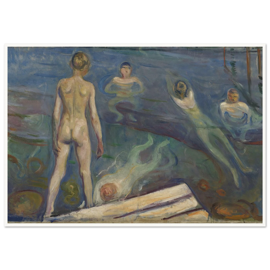 Bathing Boys Art Print | Edvard Munch - Framed Poster - 30x40 cm / 12x16″ - Black frame