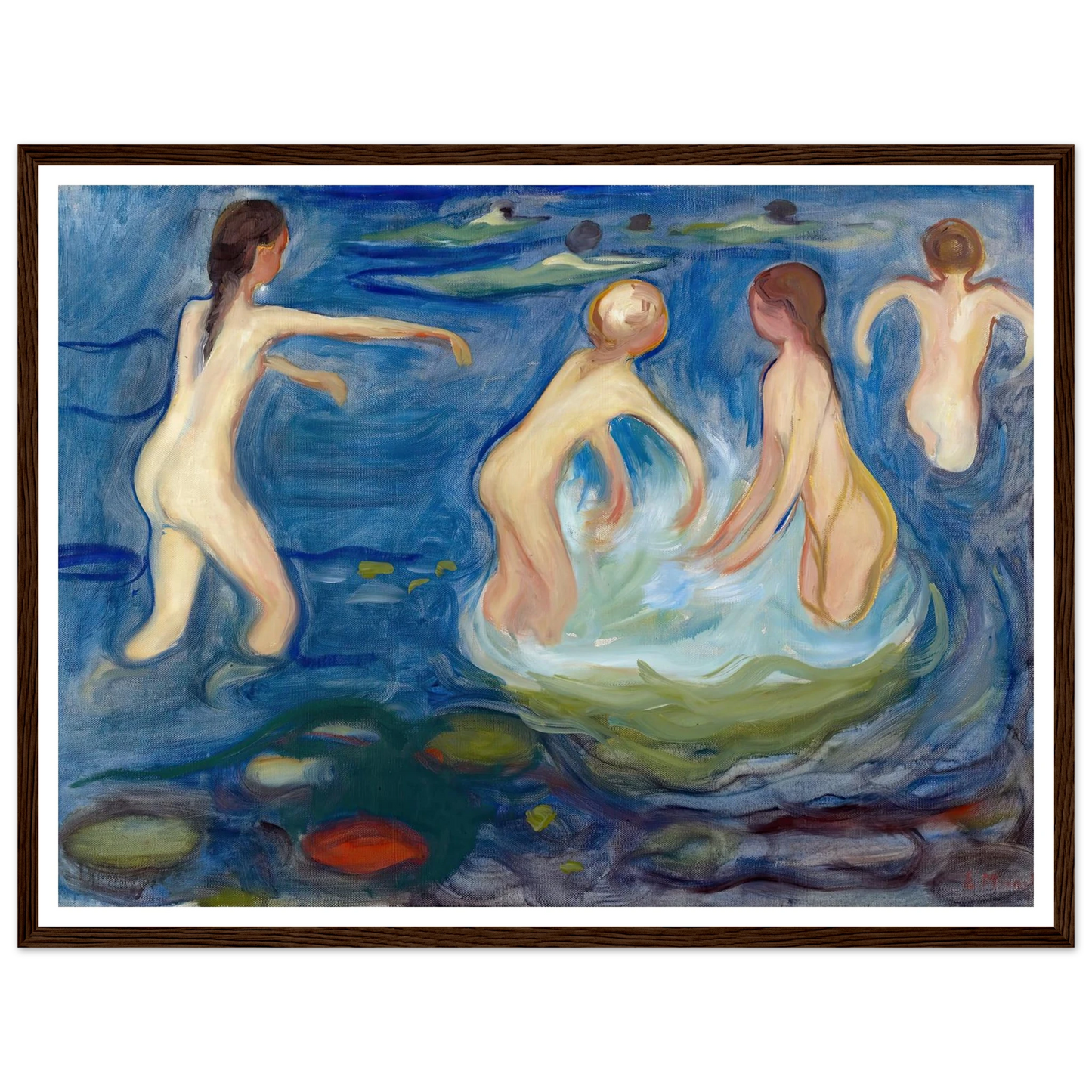 Bathing Girls (1897–99) Art Print | Edvard Munch - Framed Poster - 30x40 cm / 12x16″ - Black frame