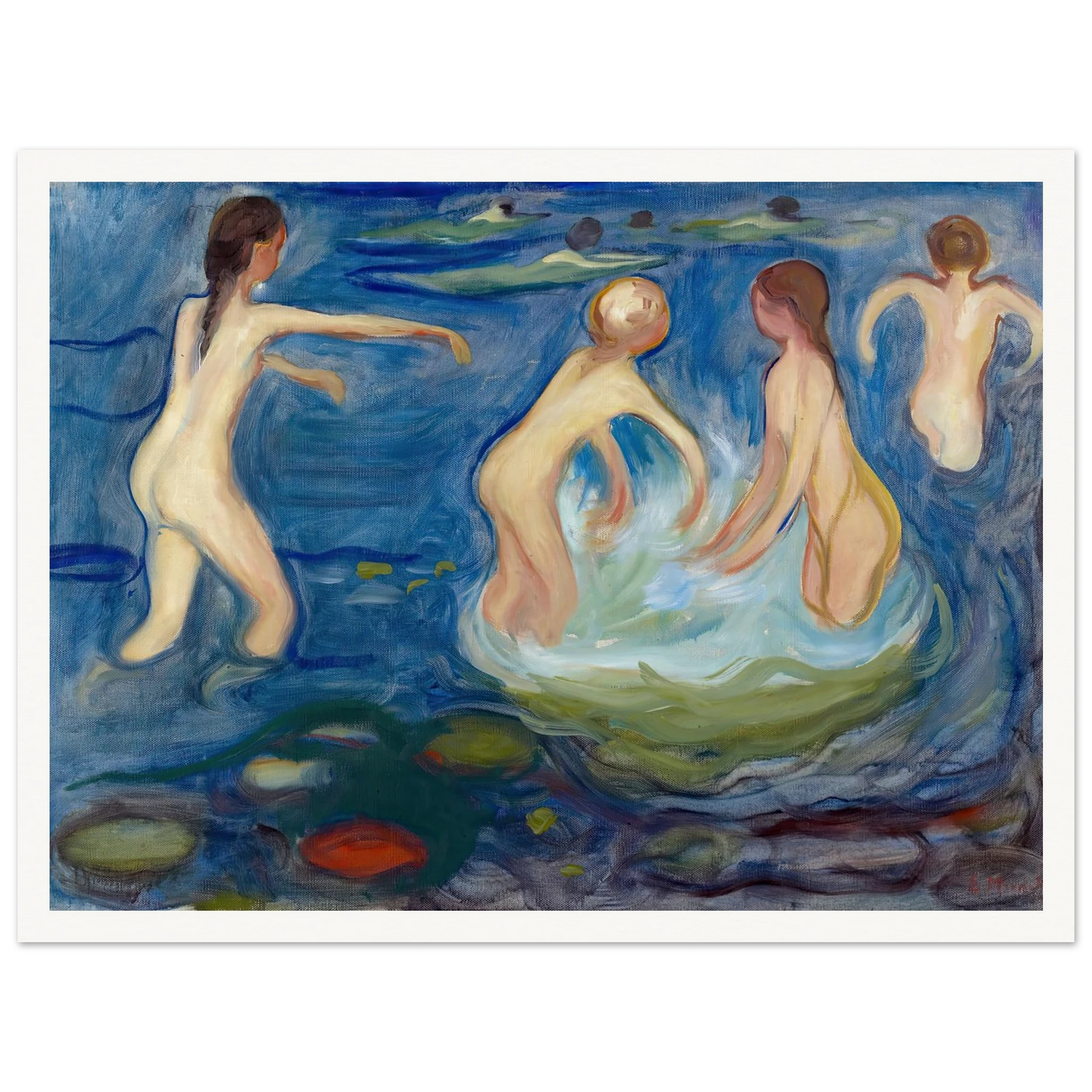 Bathing Girls (1897–99) Art Print | Edvard Munch - Framed Poster - 30x40 cm / 12x16″ - Black frame