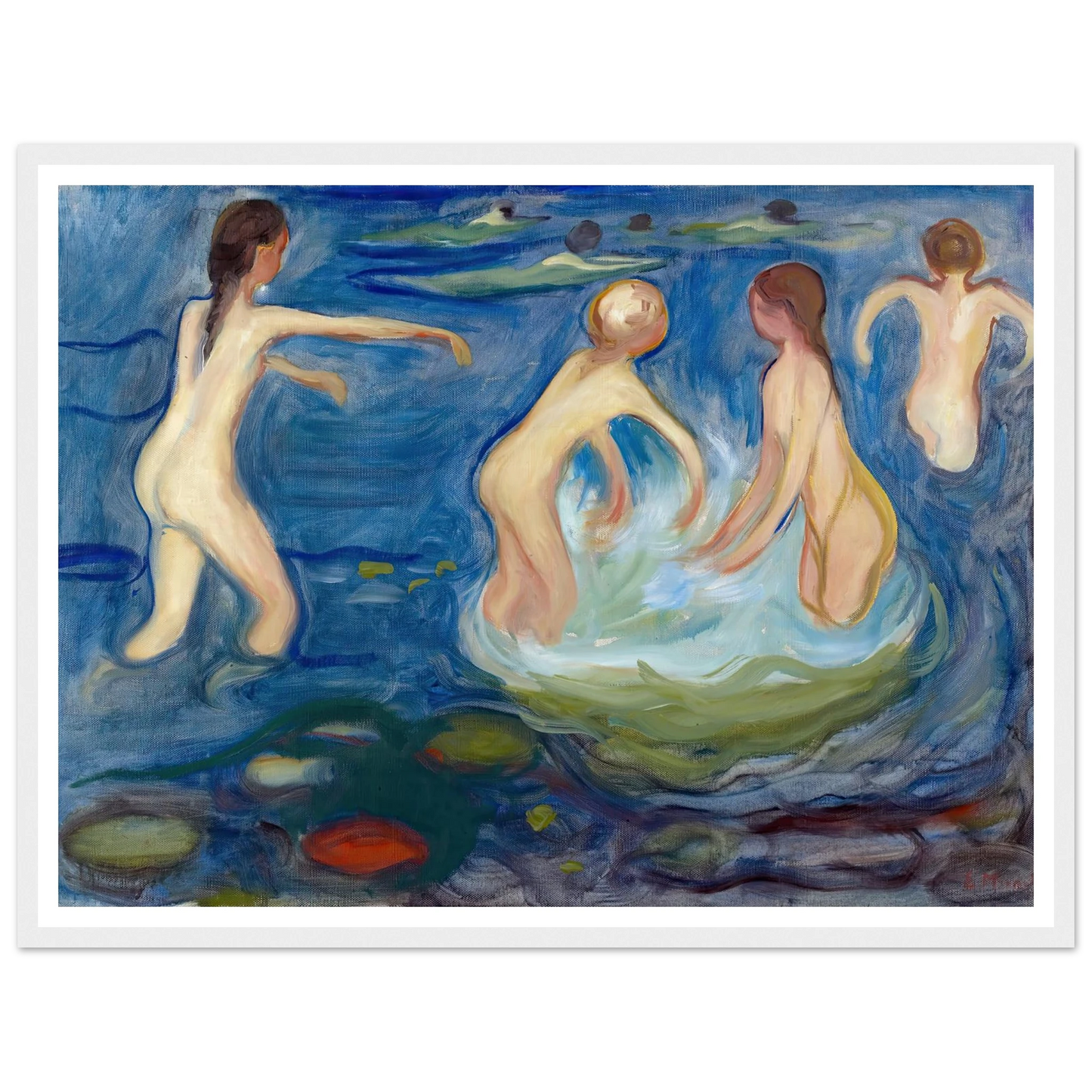 Bathing Girls (1897–99) Art Print | Edvard Munch - Framed Poster - 30x40 cm / 12x16″ - Black frame