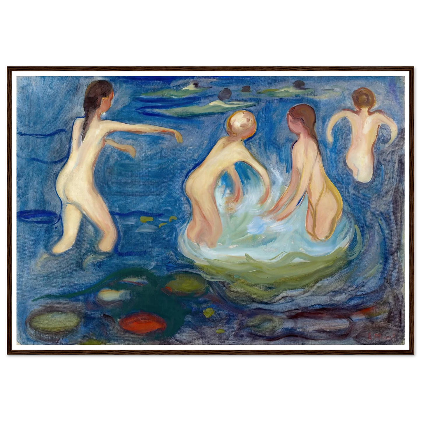 Bathing Girls (1897–99) Art Print | Edvard Munch - Framed Poster - 30x40 cm / 12x16″ - Black frame
