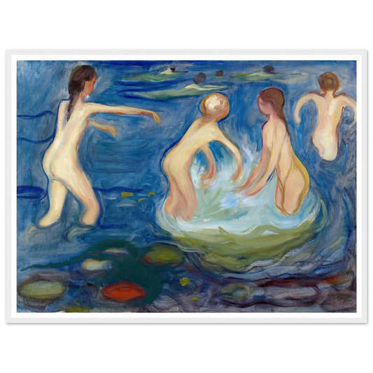 Bathing Girls (1897–99) Art Print | Edvard Munch - Framed Poster - 30x40 cm / 12x16″ - Black frame