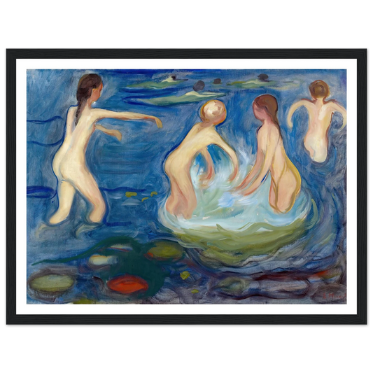 Bathing Girls (1897–99) Art Print | Edvard Munch - Framed Poster - 30x40 cm / 12x16″ - Black frame