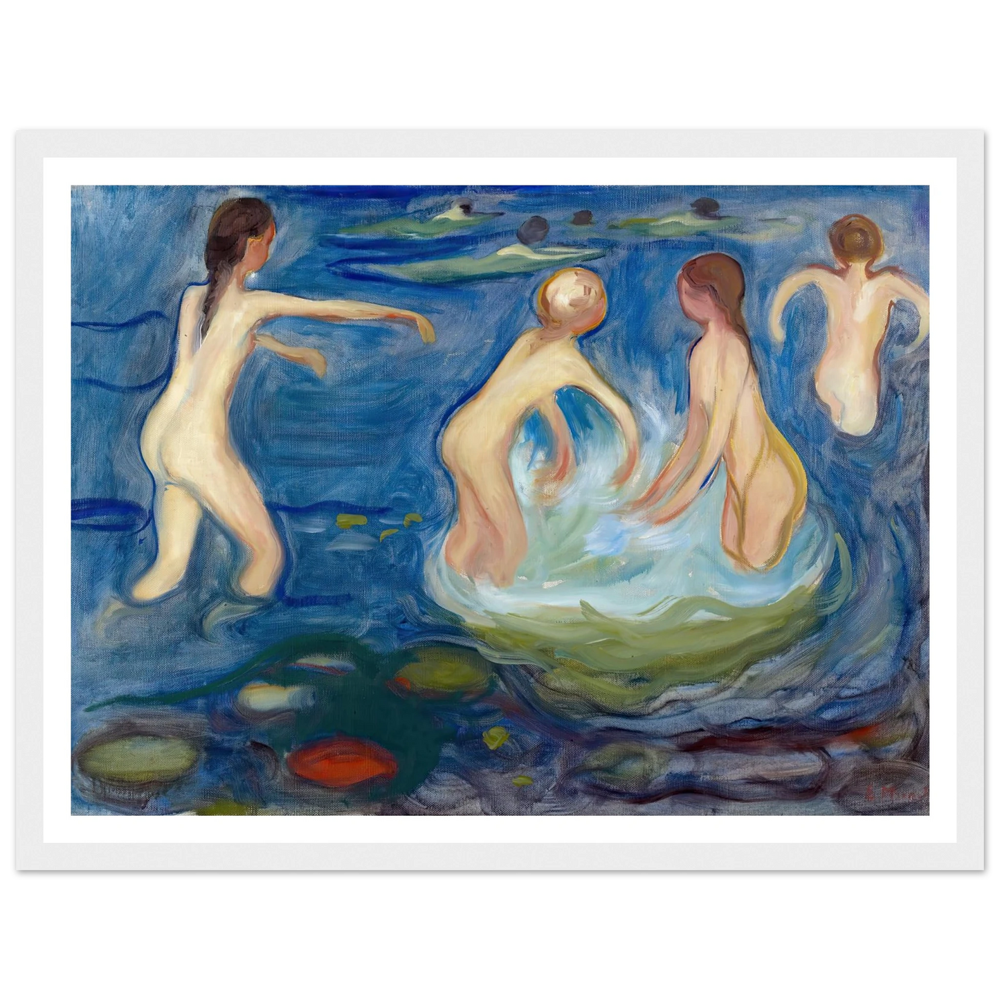 Bathing Girls (1897–99) Art Print | Edvard Munch - Framed Poster - 30x40 cm / 12x16″ - Black frame