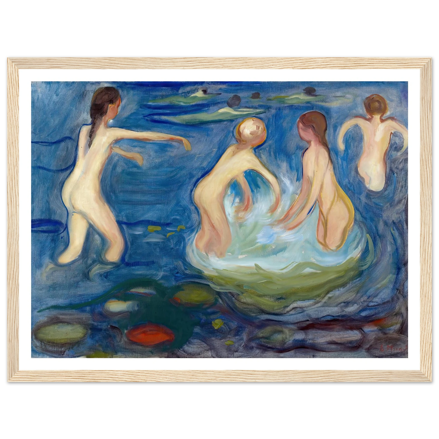 Bathing Girls (1897–99) Art Print | Edvard Munch - Framed Poster - 30x40 cm / 12x16″ - Black frame