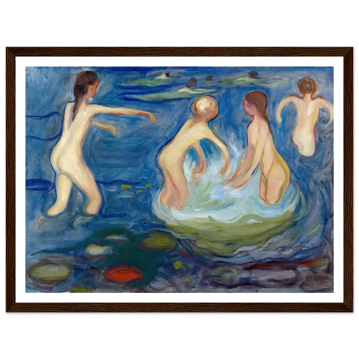 Bathing Girls (1897–99) Art Print | Edvard Munch - Framed Poster - 30x40 cm / 12x16″ - Black frame
