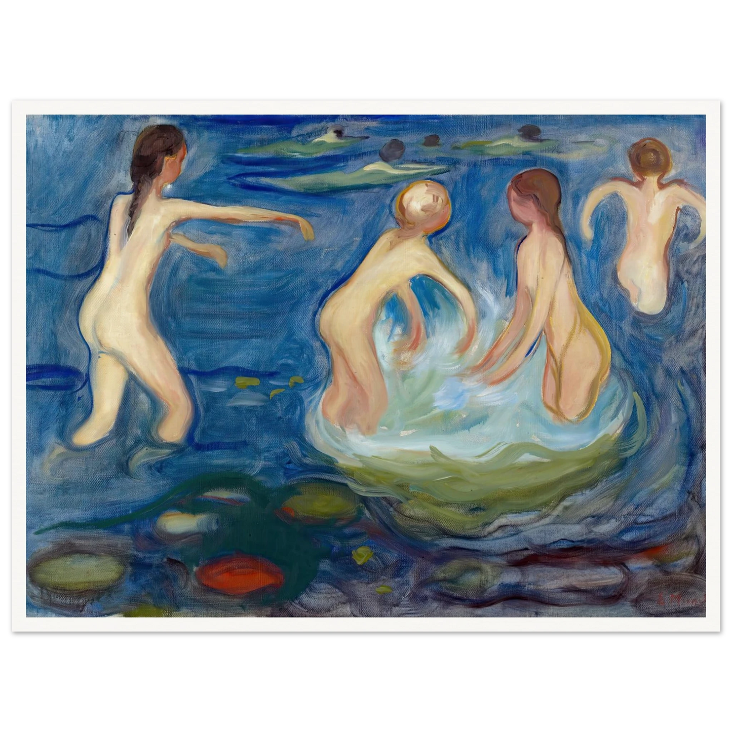 Bathing Girls (1897–99) Art Print | Edvard Munch - Framed Poster - 30x40 cm / 12x16″ - Black frame