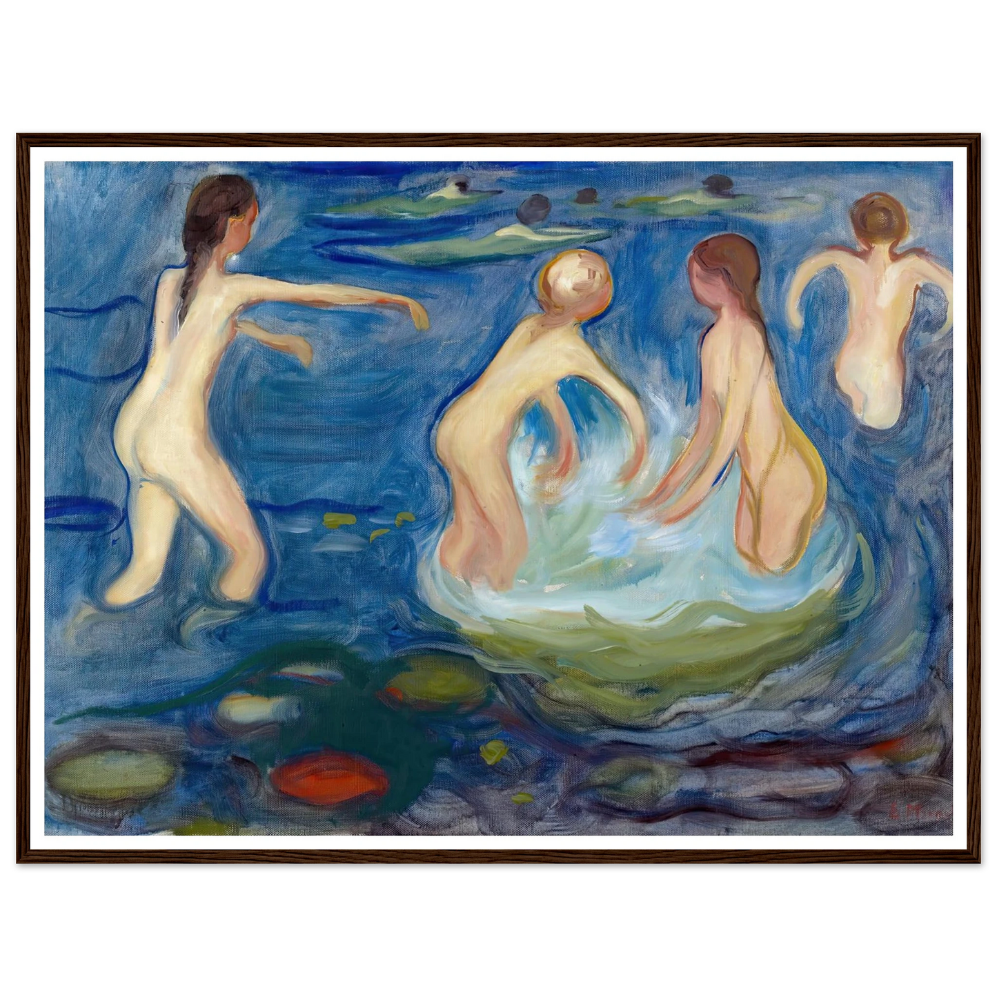 Bathing Girls (1897–99) Art Print | Edvard Munch - Framed Poster - 30x40 cm / 12x16″ - Black frame