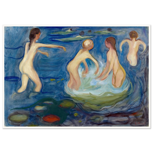 Bathing Girls (1897–99) Art Print | Edvard Munch - Framed Poster - 30x40 cm / 12x16″ - Black frame