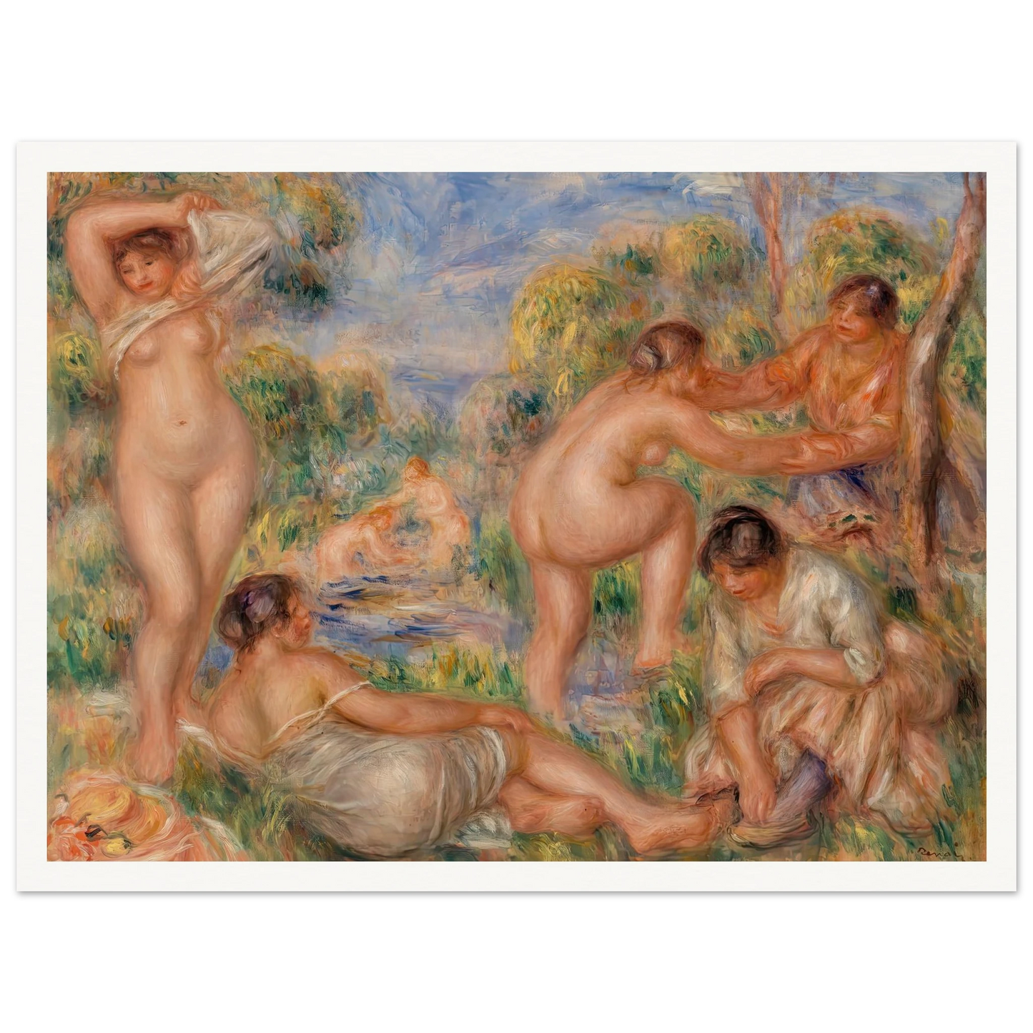 Bathing Group (1916) Art Print | Pierre Auguste Renoir - Framed Poster - 30x40 cm / 12x16″ - Black frame