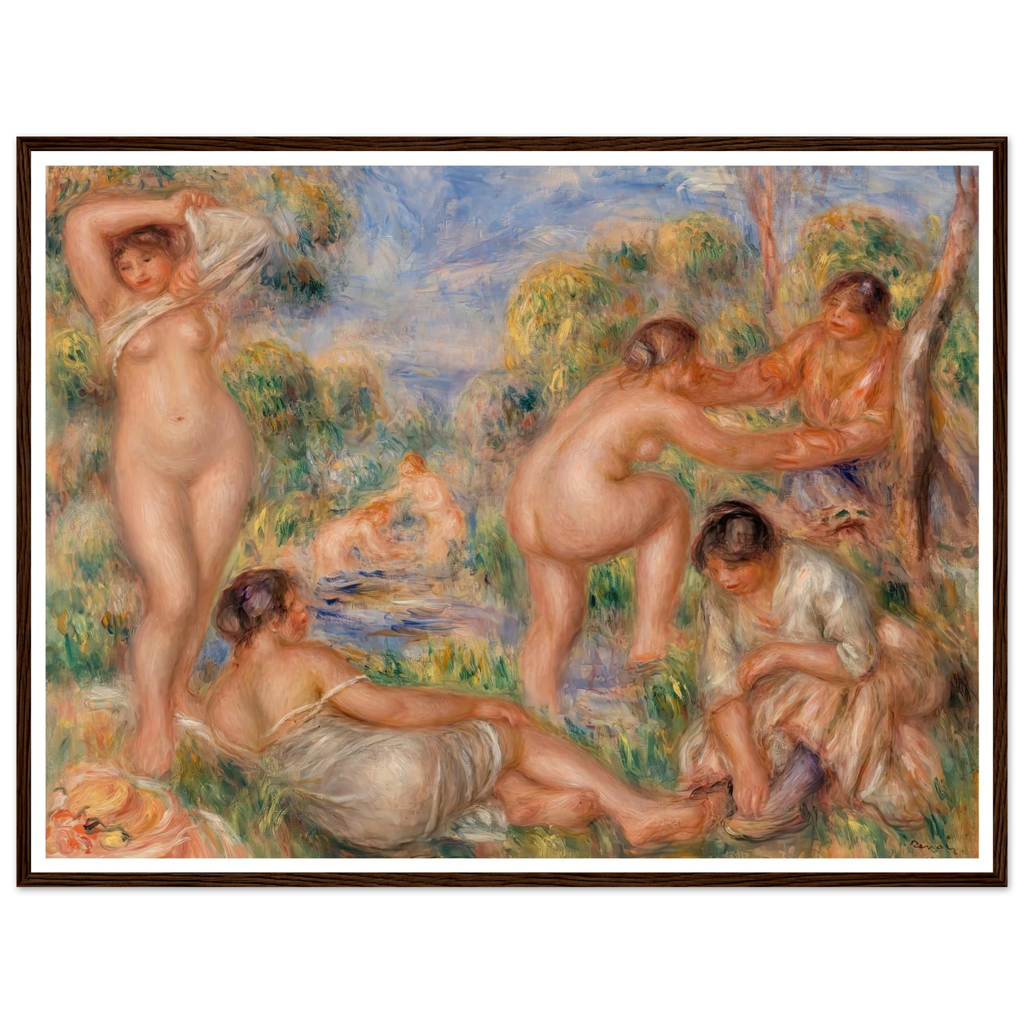 Bathing Group (1916) Art Print | Pierre Auguste Renoir - Framed Poster - 30x40 cm / 12x16″ - Black frame