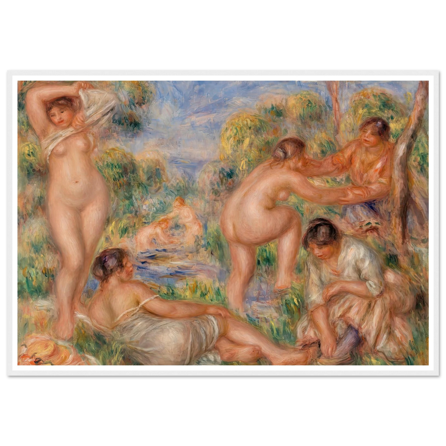 Bathing Group (1916) Art Print | Pierre Auguste Renoir - Framed Poster - 30x40 cm / 12x16″ - Black frame