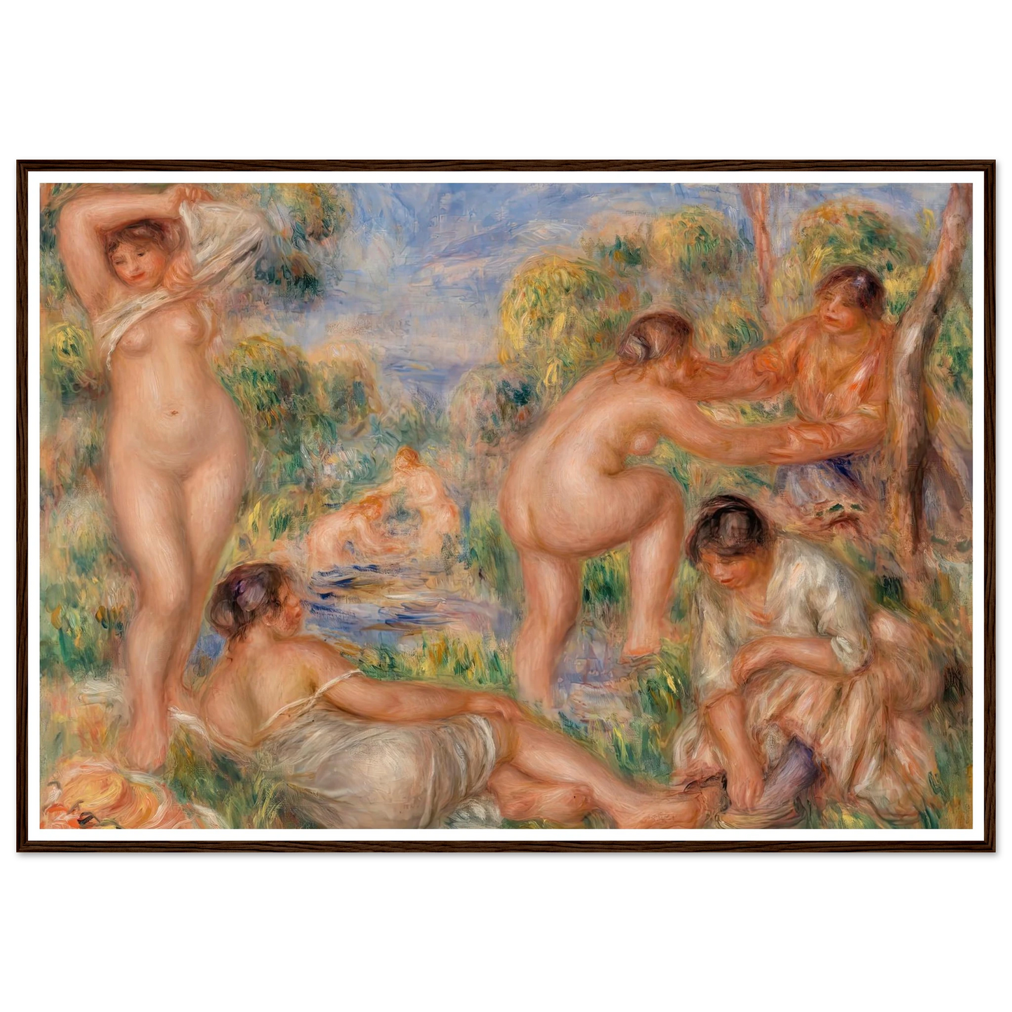 Bathing Group (1916) Art Print | Pierre Auguste Renoir - Framed Poster - 30x40 cm / 12x16″ - Black frame