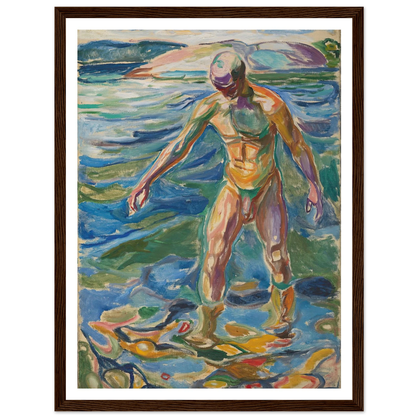 Bathing Man (1918) Art Print | Edvard Munch - Framed Poster - 30x40 cm / 12x16″ - Black frame
