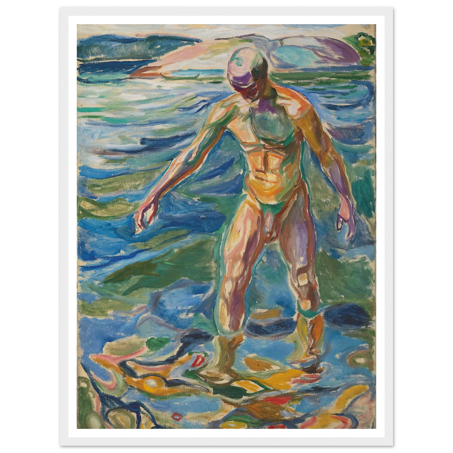 Bathing Man (1918) Art Print | Edvard Munch - Framed Poster - 30x40 cm / 12x16″ - Black frame