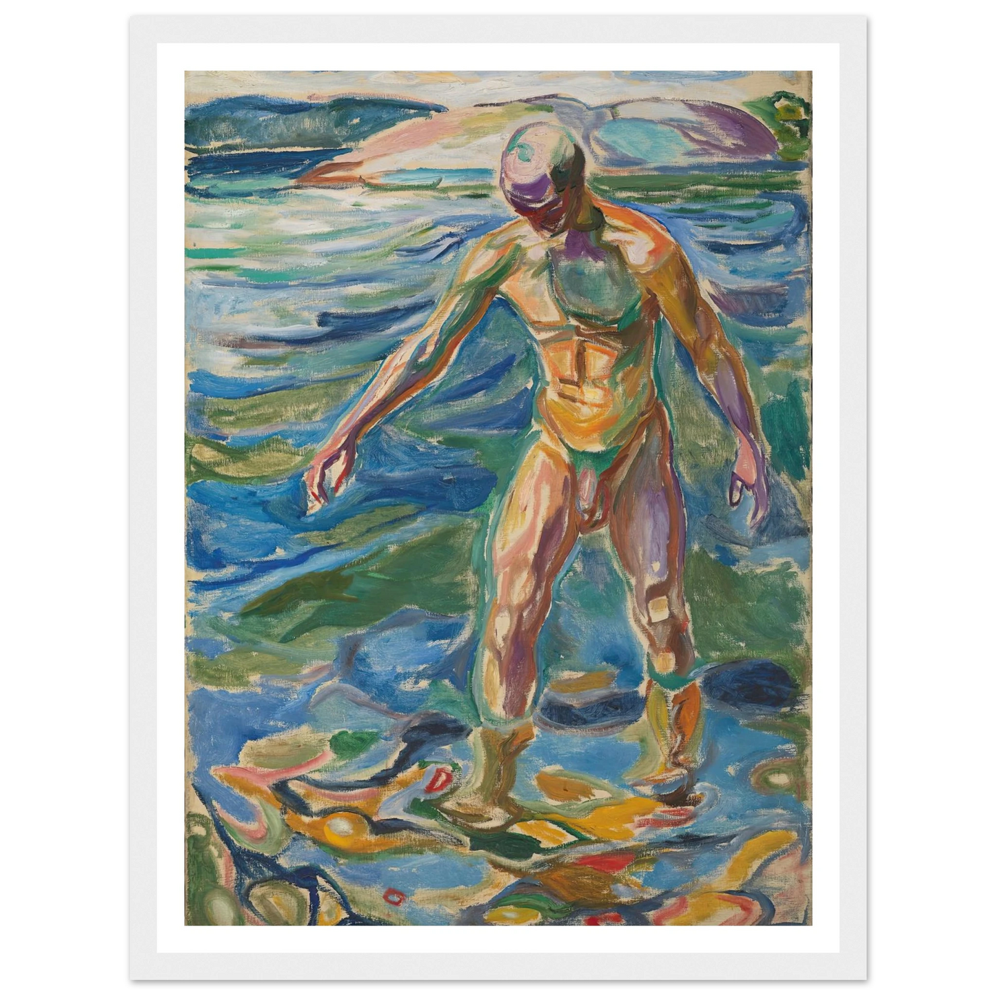 Bathing Man (1918) Art Print | Edvard Munch - Framed Poster - 30x40 cm / 12x16″ - Black frame