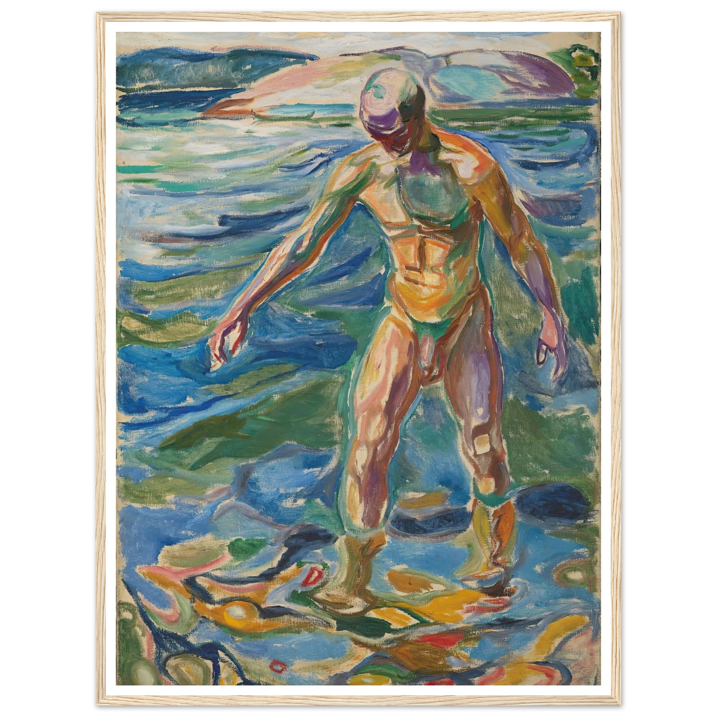 Bathing Man (1918) Art Print | Edvard Munch - Framed Poster - 30x40 cm / 12x16″ - Black frame