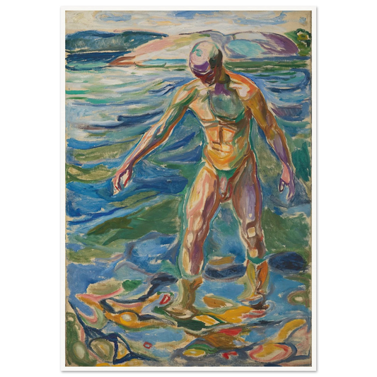 Bathing Man (1918) Art Print | Edvard Munch - Framed Poster - 30x40 cm / 12x16″ - Black frame