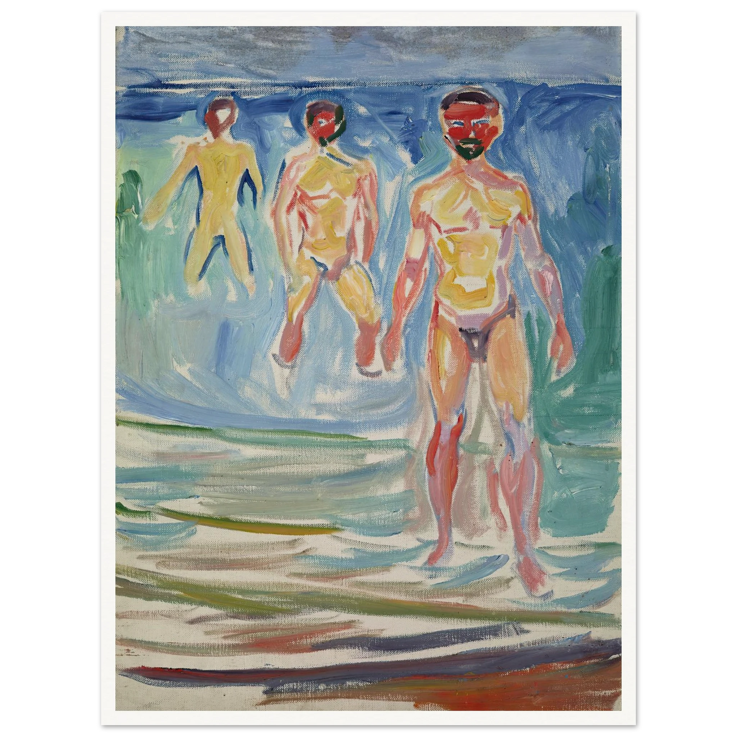 Bathing Men (1907) Art Print | Edvard Munch - Framed Poster - 30x40 cm / 12x16″ - Black frame