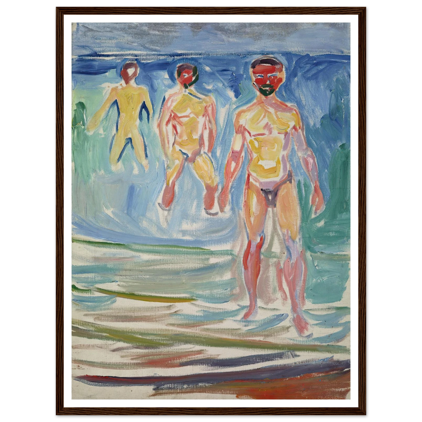 Bathing Men (1907) Art Print | Edvard Munch - Framed Poster - 30x40 cm / 12x16″ - Black frame