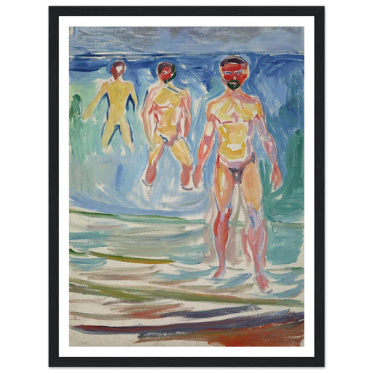 Bathing Men (1907) Art Print | Edvard Munch - Framed Poster - 30x40 cm / 12x16″ - Black frame