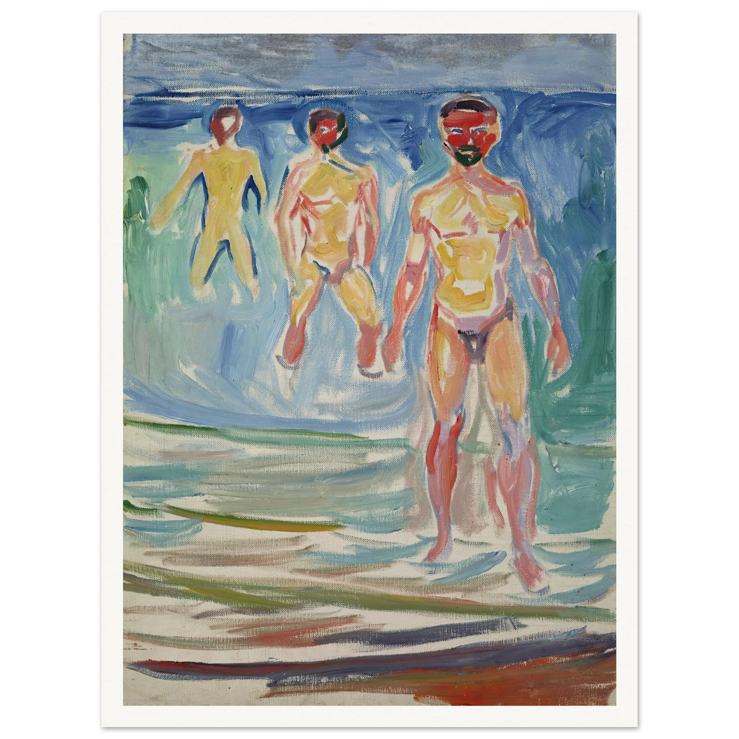 Bathing Men (1907) Art Print | Edvard Munch - Framed Poster - 30x40 cm / 12x16″ - Black frame